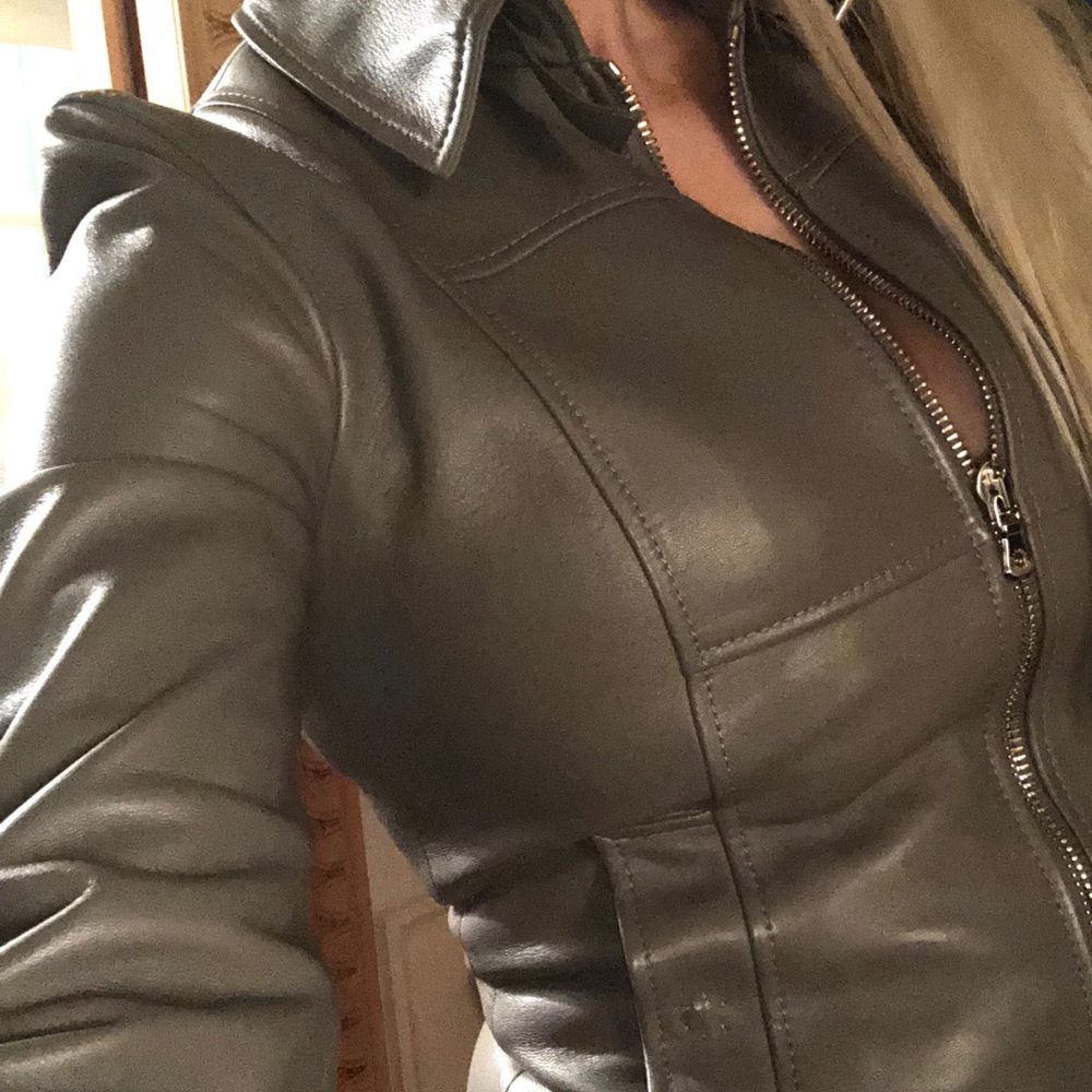 D&G Grey Soft Leather Jacket 40, S